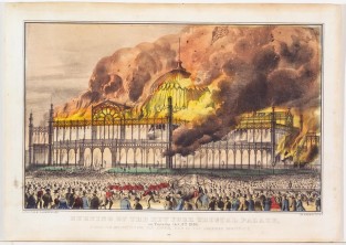 Crystal Palace main image of print at center - dome and roof in flames