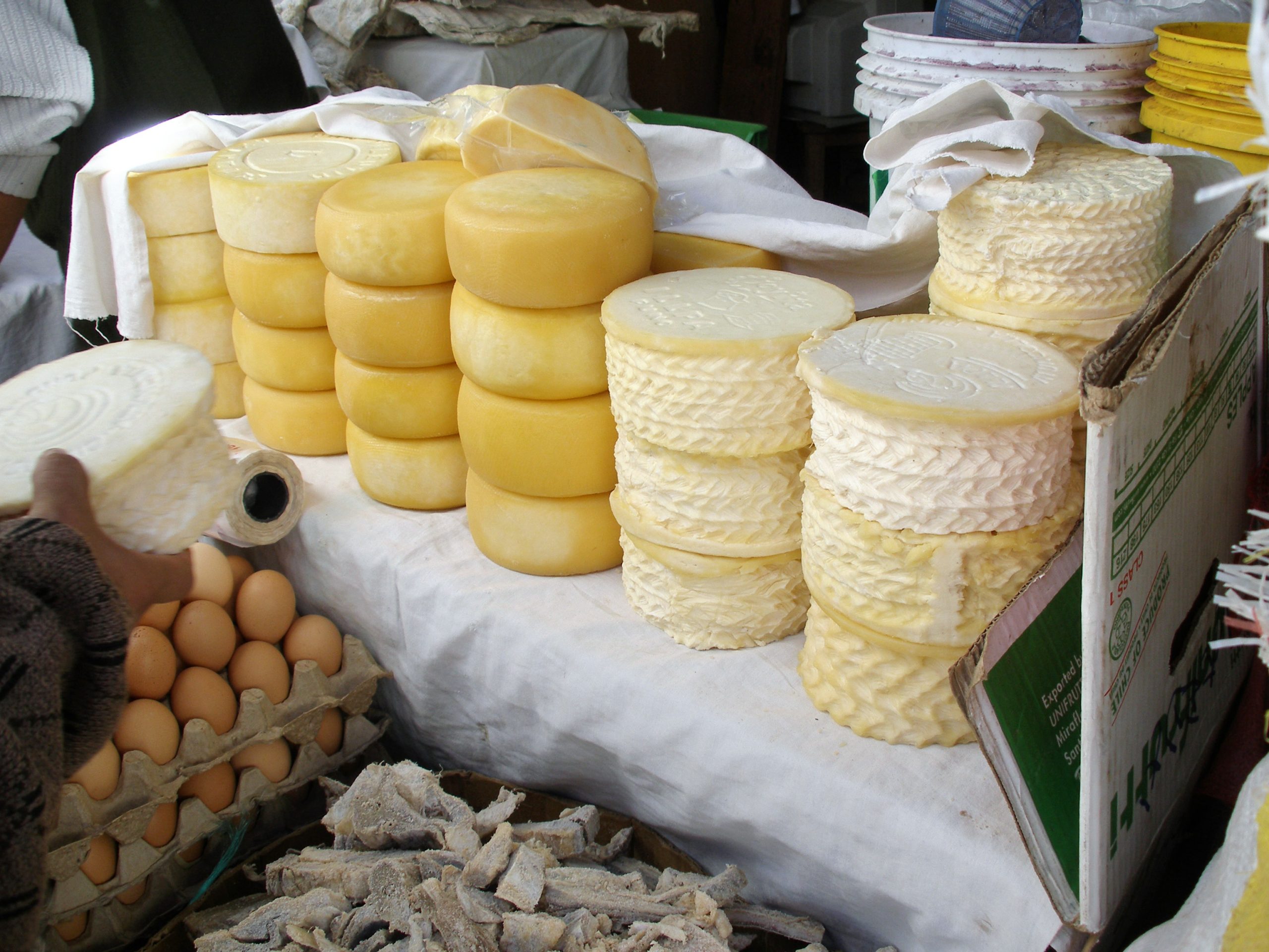 Cheese in an open air market