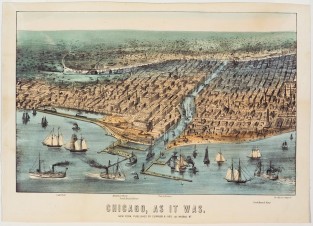 Aerial view of city along river