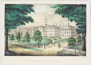 Landscape scene of Dartmouth College and surrounding lanes