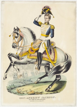 Man in uniform on horseback facing viewer