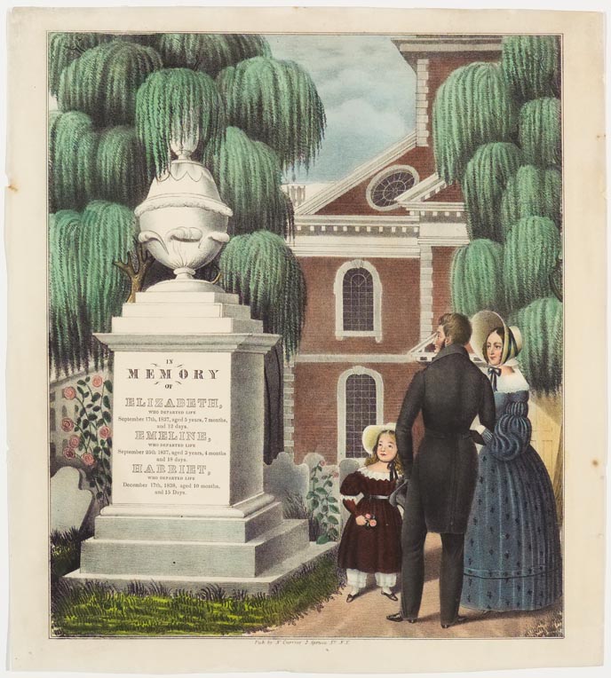 Tomb has names of three daughters and dates and ages of death