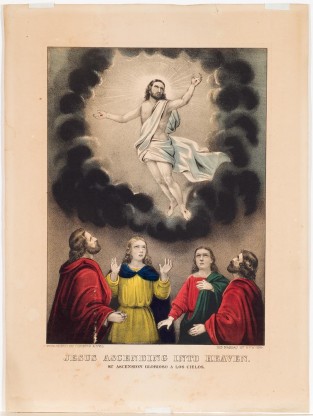 Christ ascending in upper center of image