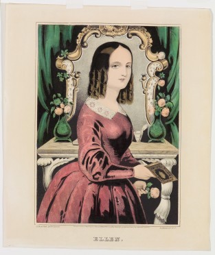 Woman In Red Dress Standing In Front Of A Mirror Facing Right In Image