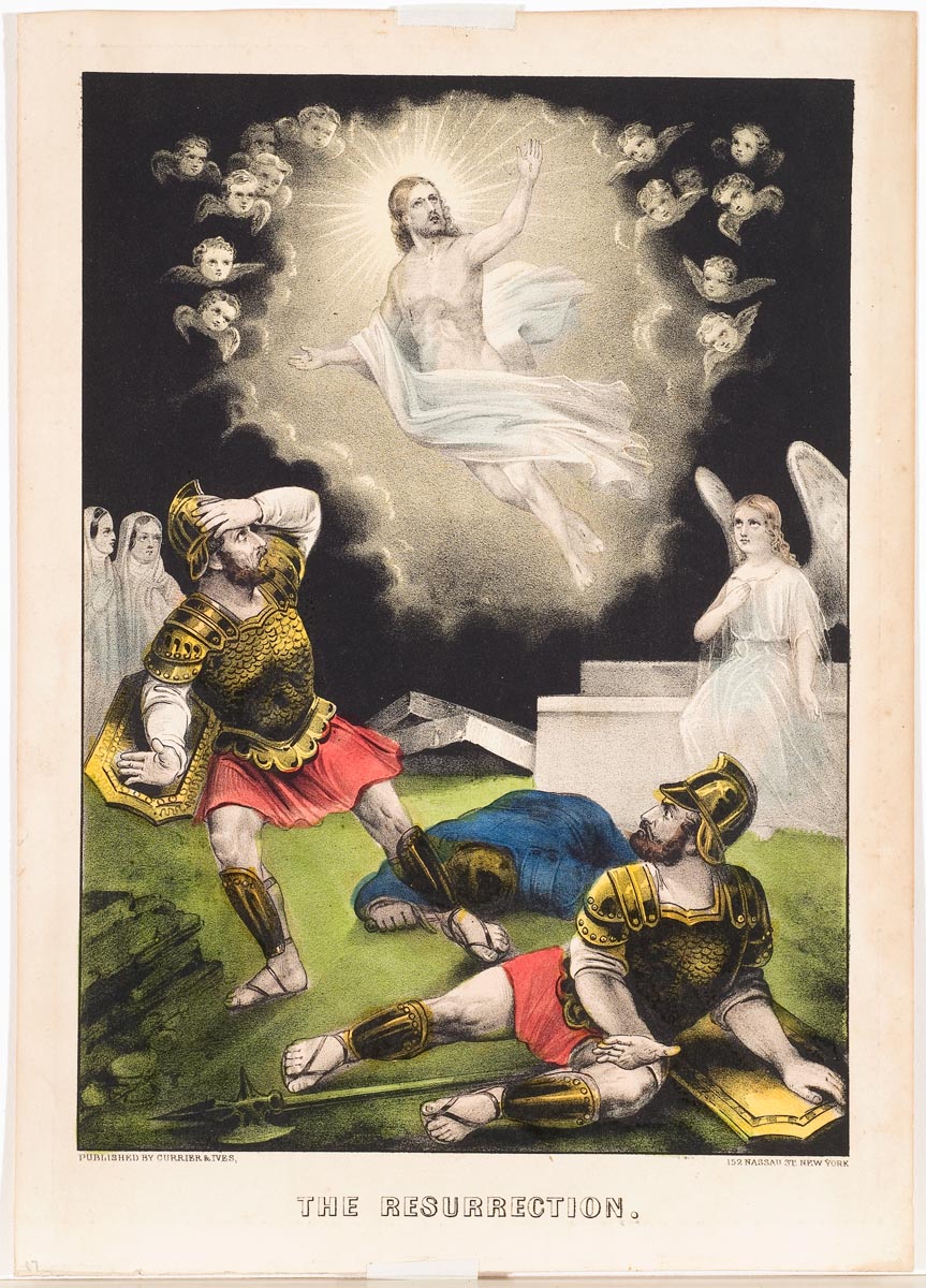 Christ ascending at center surrounded by heads of cherubs