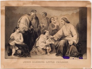 Jesus Seated At Far Right With Child Leaning At His Lap
