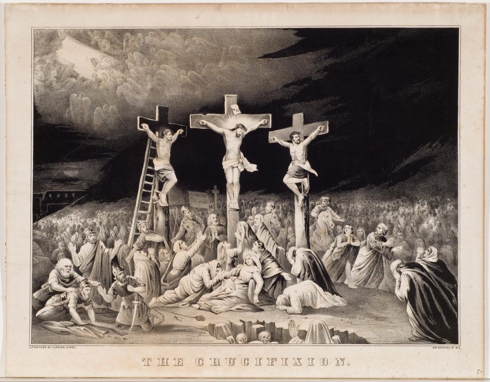 Jesus on cross at center