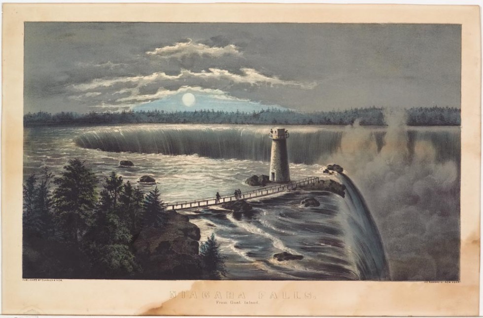 Falls lower right - woods to left