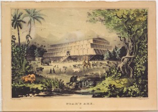 Ark at center in background at wooded area