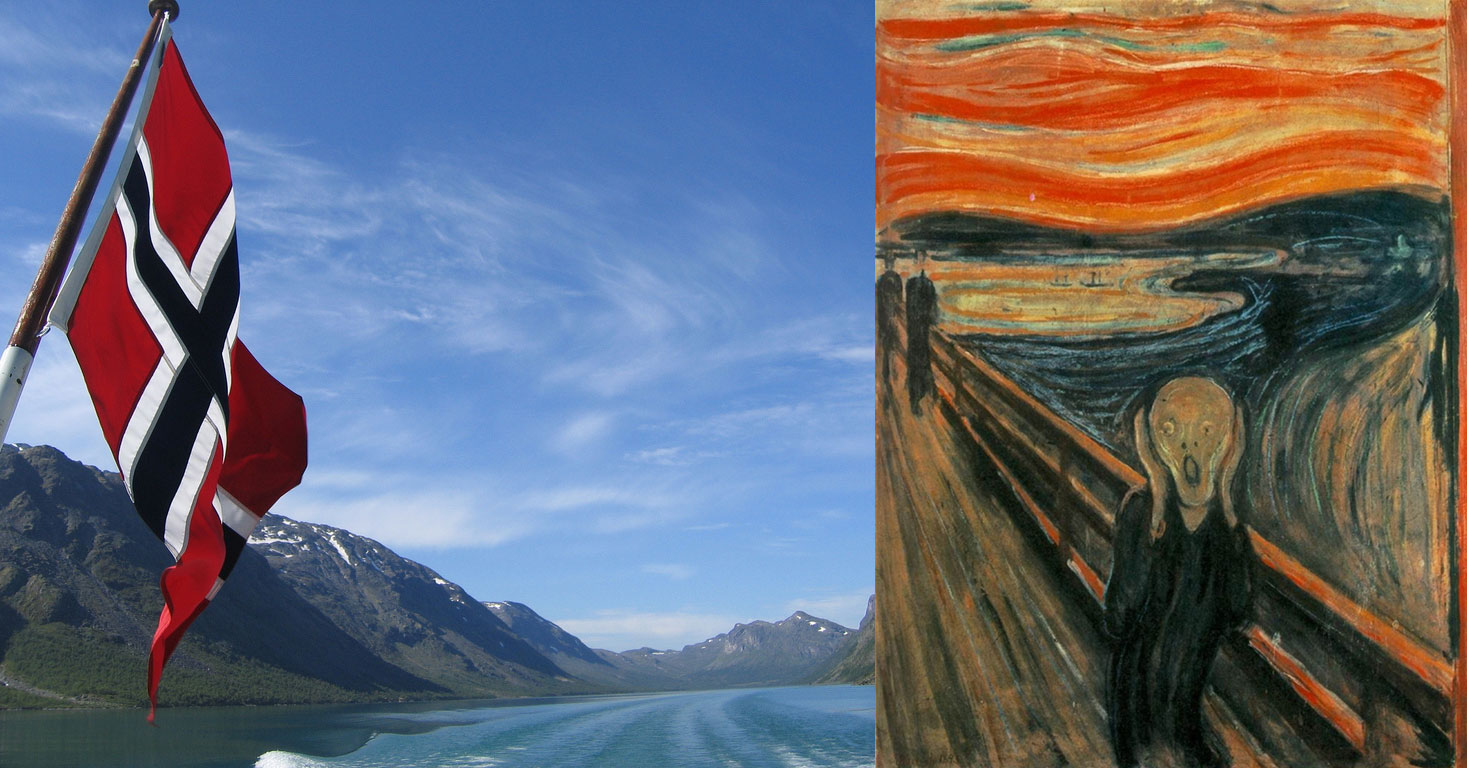 Norway Flag and Edvard Munch's "The Scream"
