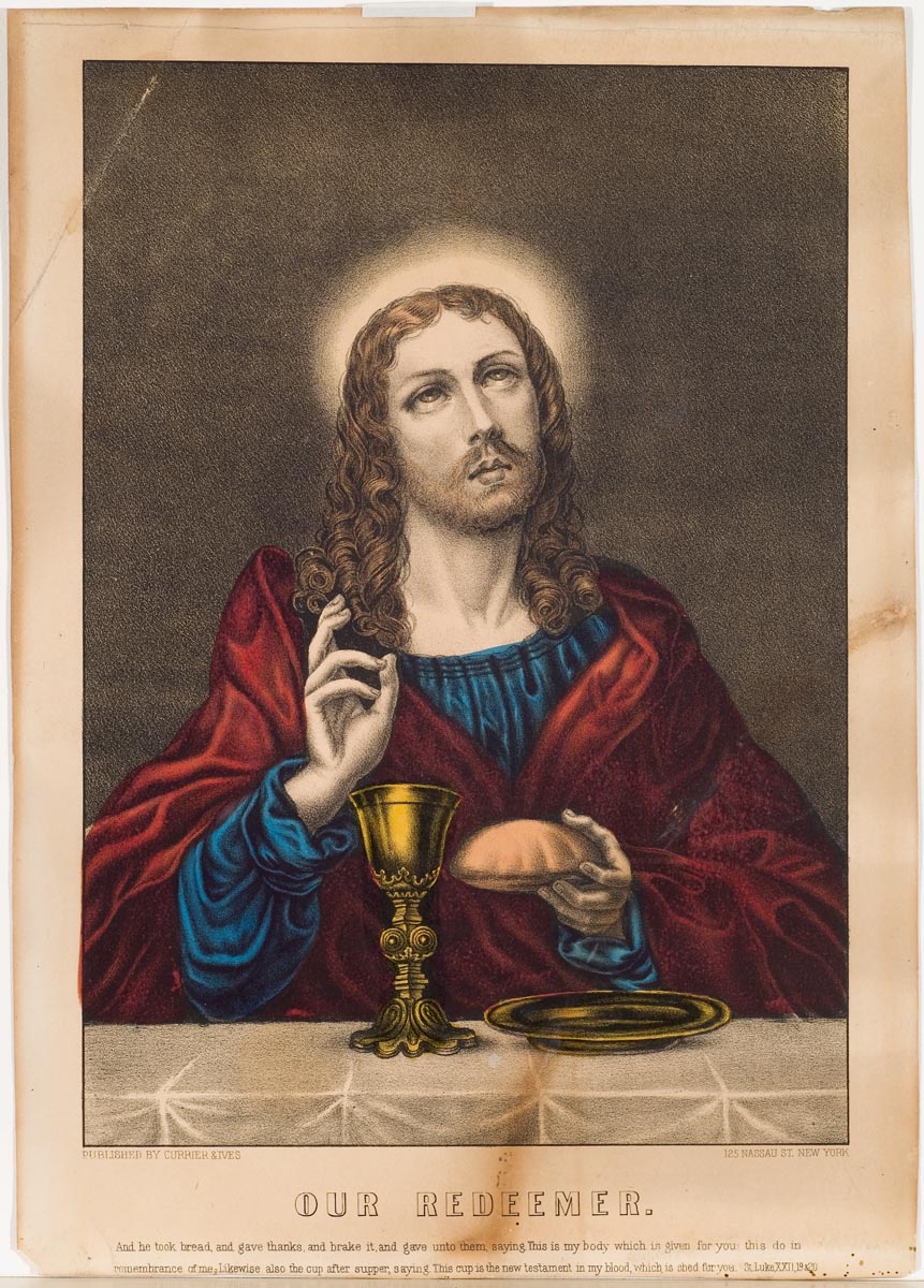 Christ at center seated at table