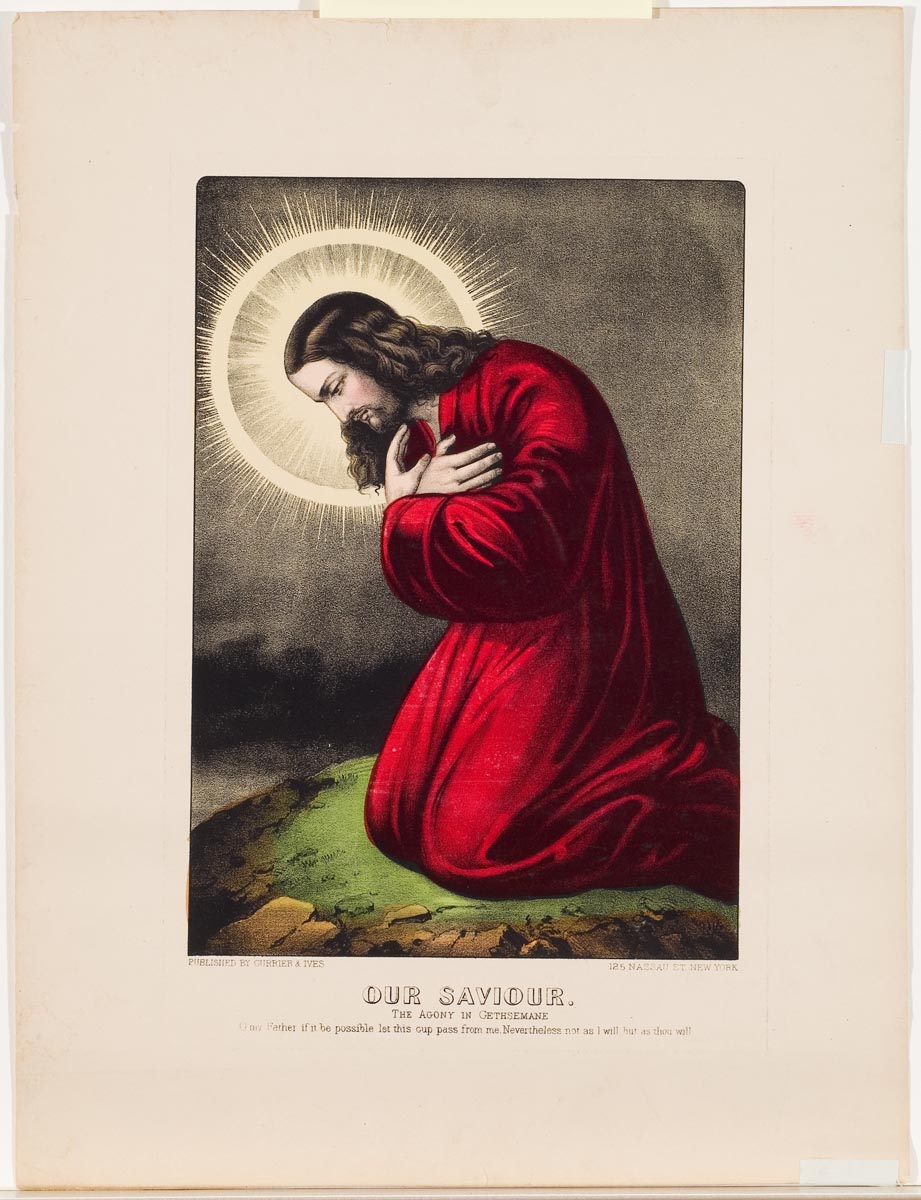 Christ kneeling facing viewer's left