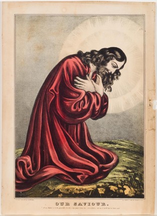 Christ Kneeling Facing Viewer's Right Wearing A Red Robe