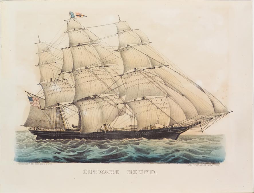 Ship sailing to right