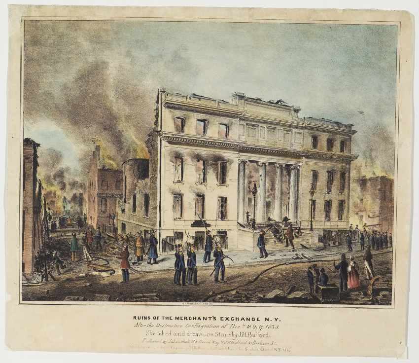 Building at center in ruins