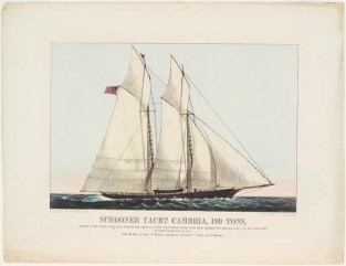Schooner Sailing To Left In Image