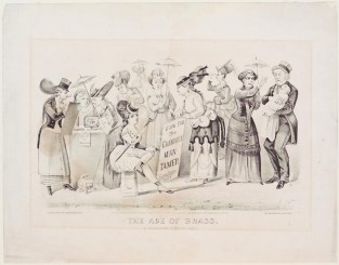 All women with one man at far right holding an infant