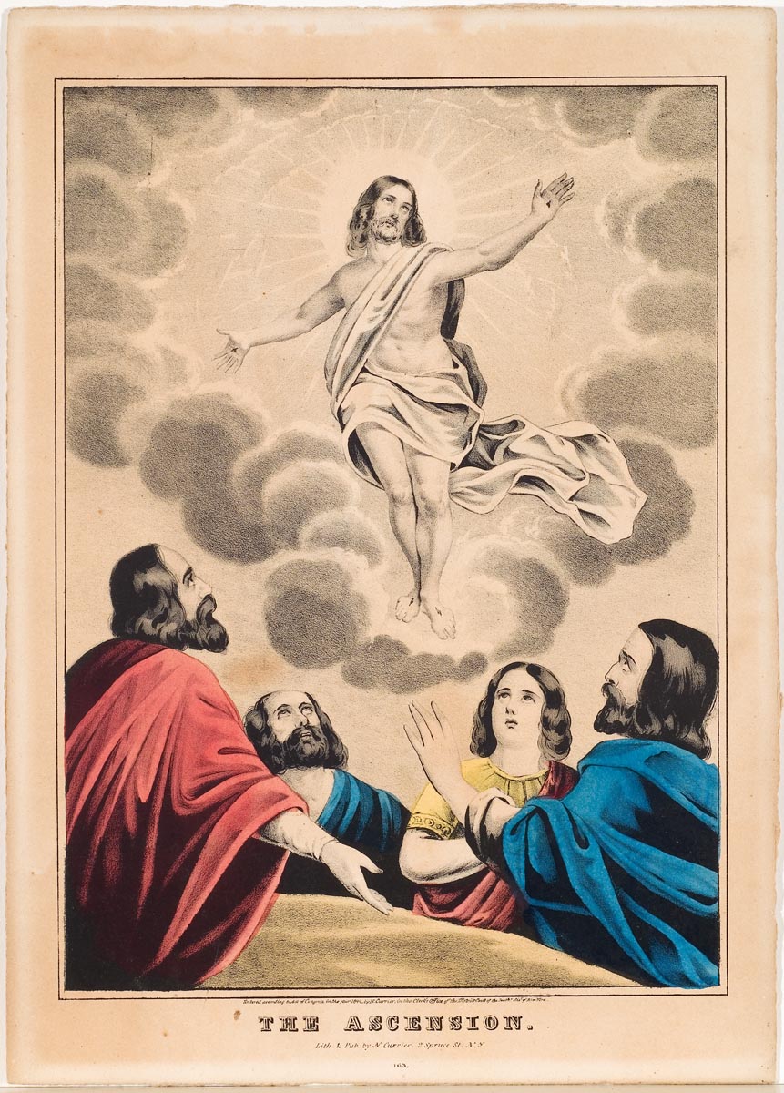 Christ ascending into Heaven at top center of print