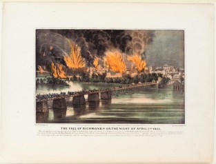City In Left Background In Flames