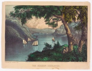 Nine sailboats on river (four in foreground)