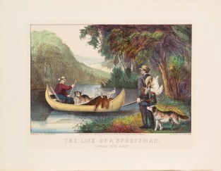Man In Canoe With Rifle