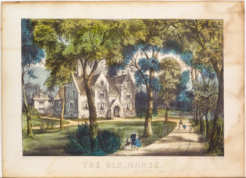 Manor house to left in background