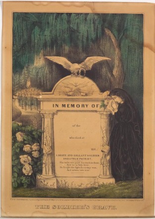 Woman In Black Standing To Right Of Large Grave Stone "In Memory Of" (at Top)