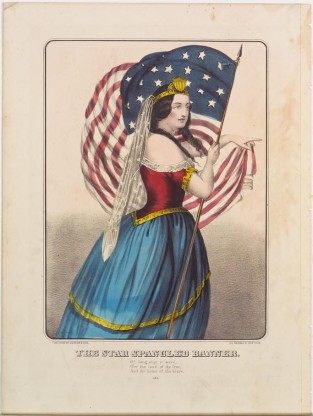 Woman with back to viewer in blue skirt