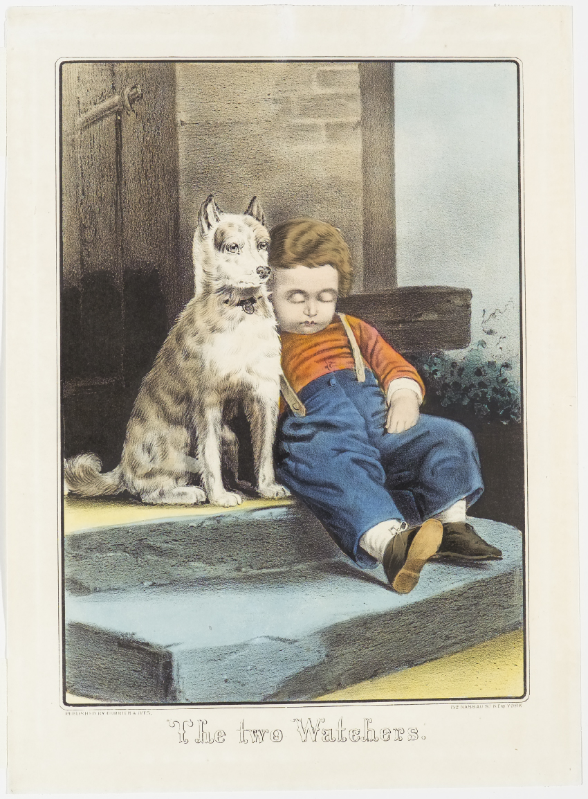 Young boy asleep while sitting on a step leaning back against building