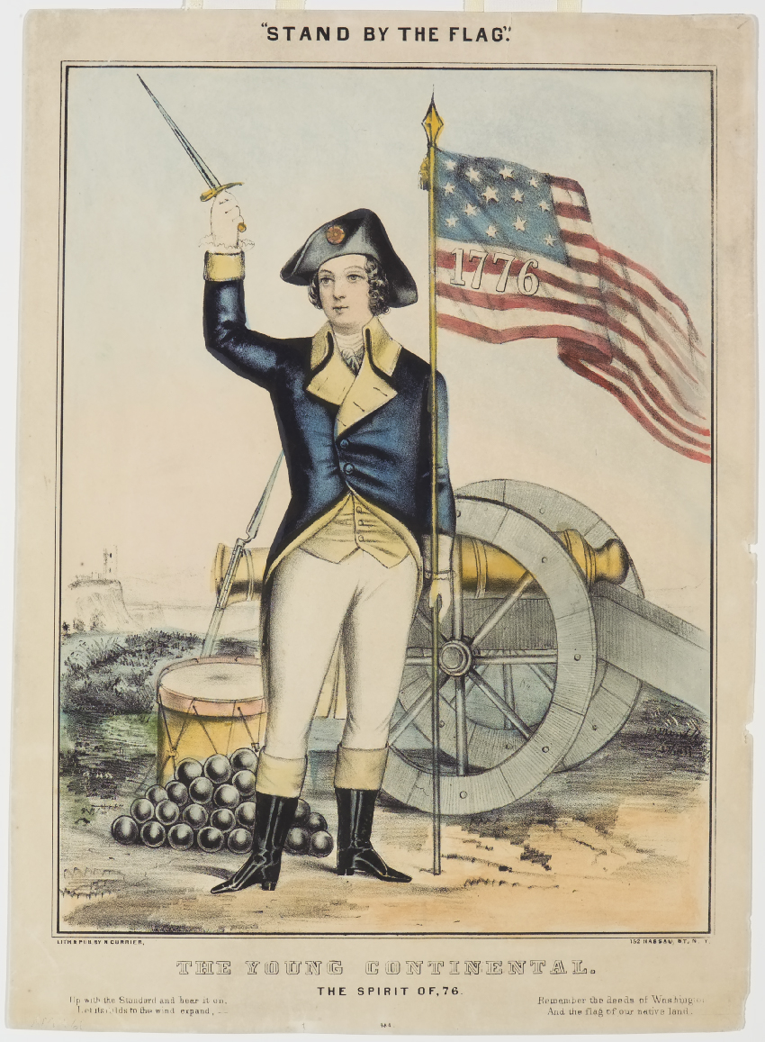 Officer standing in center in front of canon