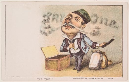 Man at center blowing cigar smoke from nose