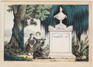 Three Females (two Standing One On Ground Kneeling To Left Of Monument Yet To Be Inscribed