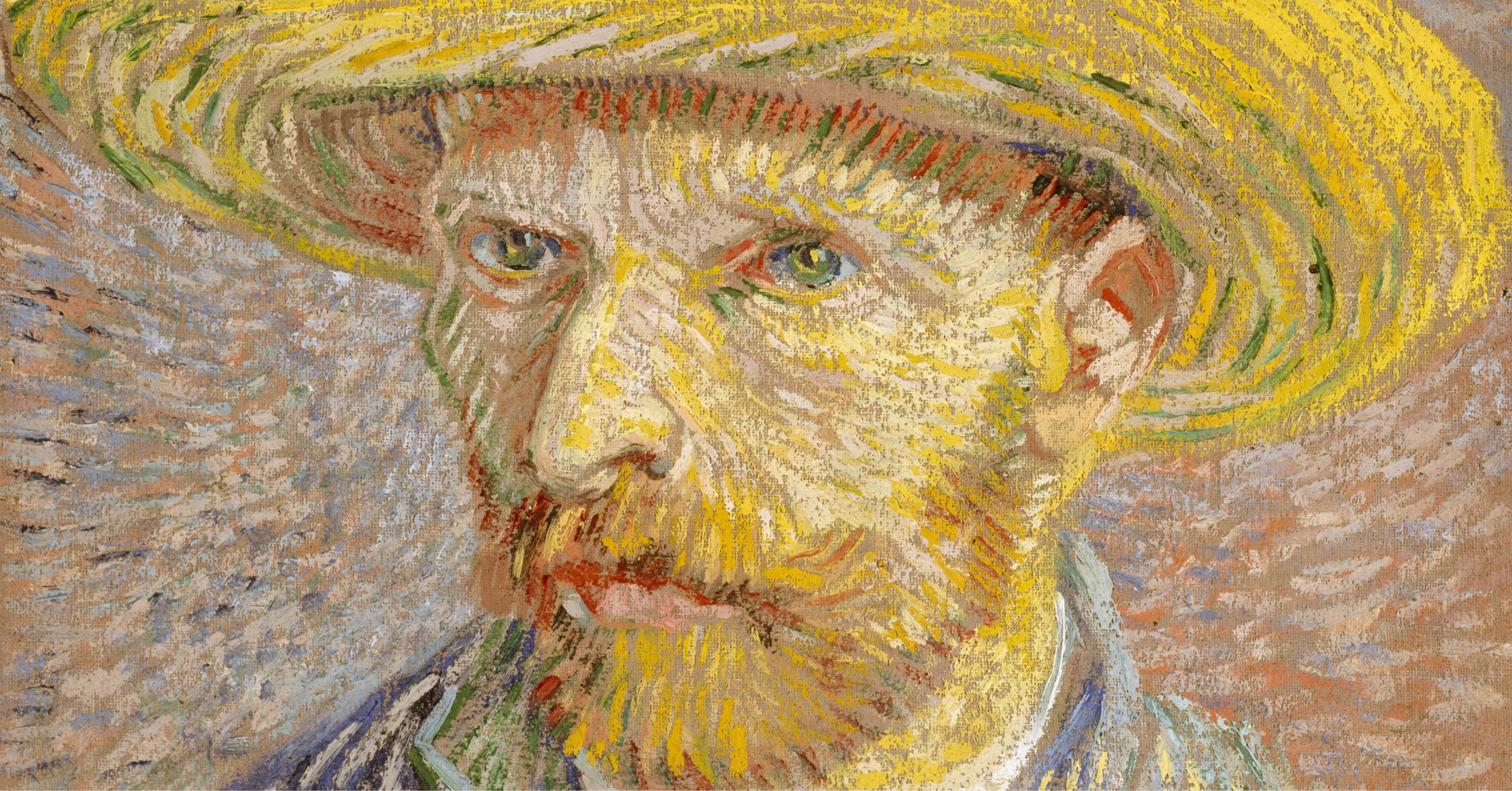 Van Gogh self portrait with straw hat