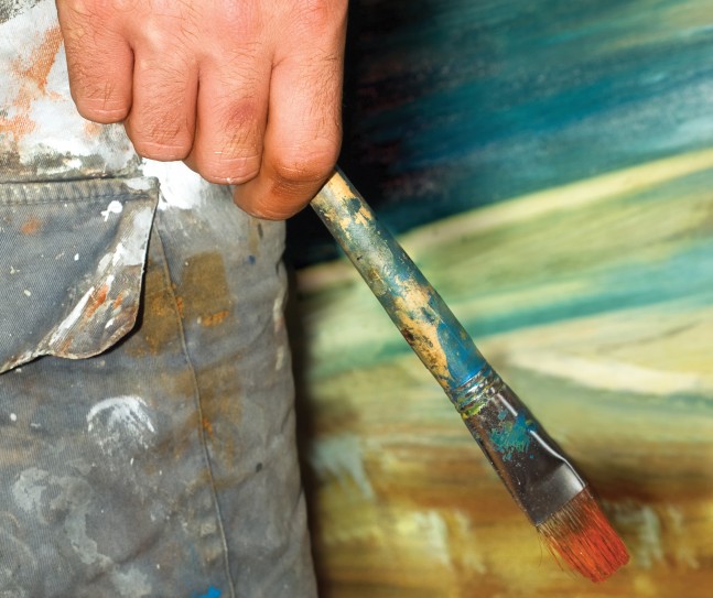 Closeup of painters hand