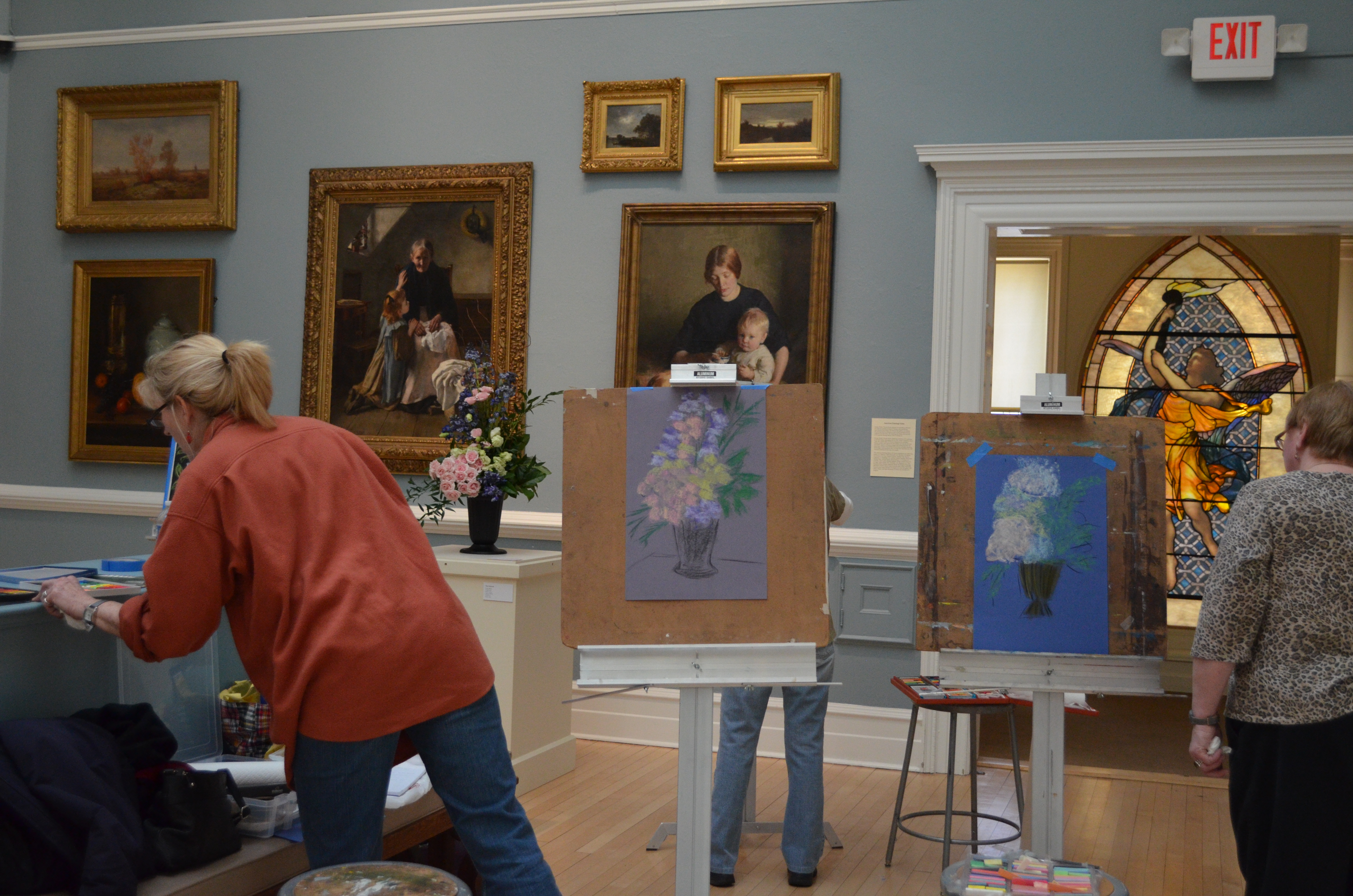 Painting class in a gallery