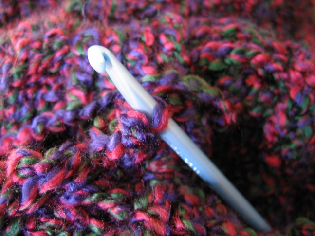 crochet hook and yarn