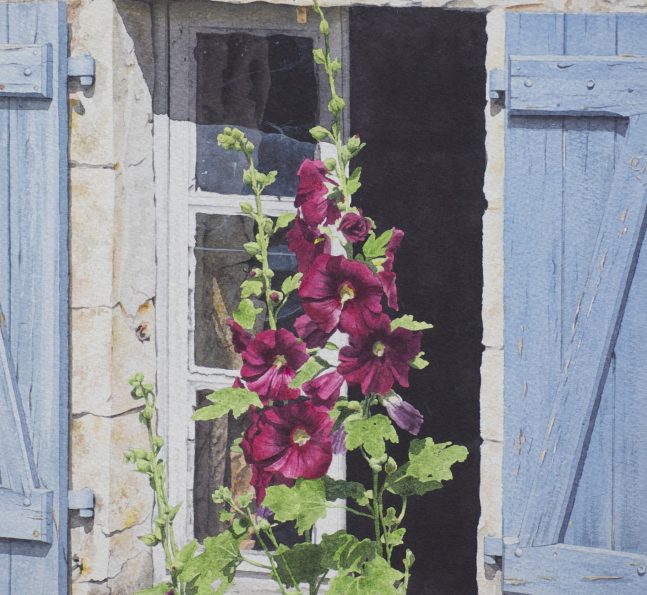 Painting of flowers and a window