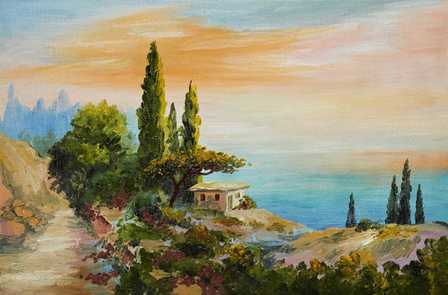 Beach House Oil Painting