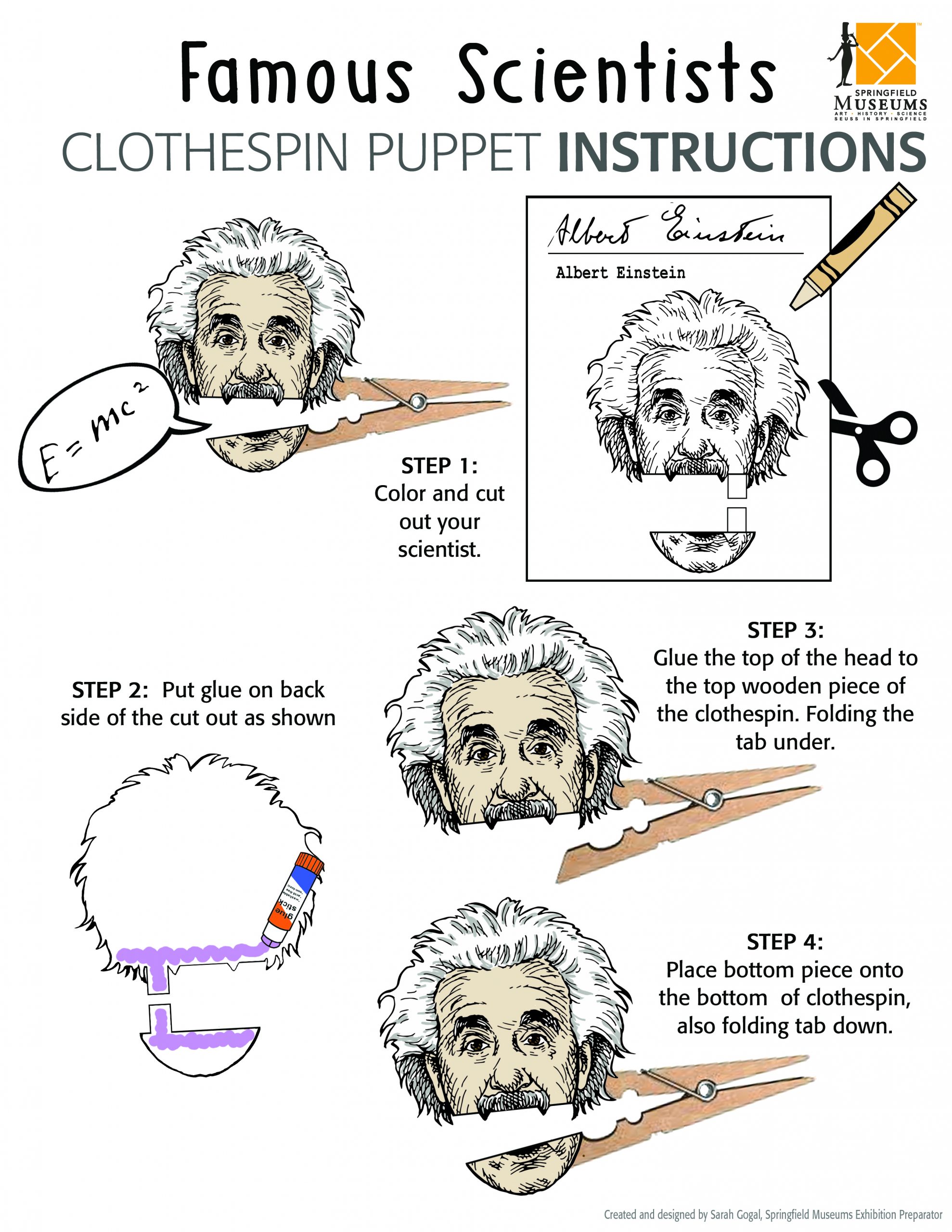 Famous Scientists CLothespin Puppets