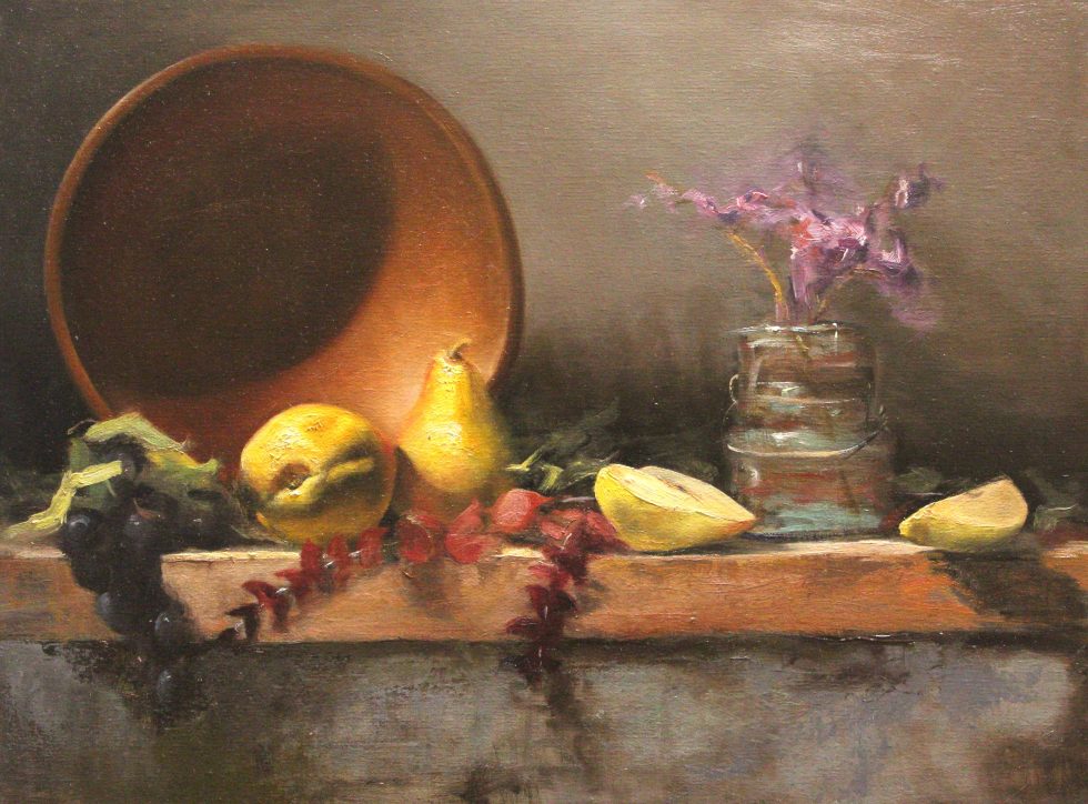 Stiff life painting with pears