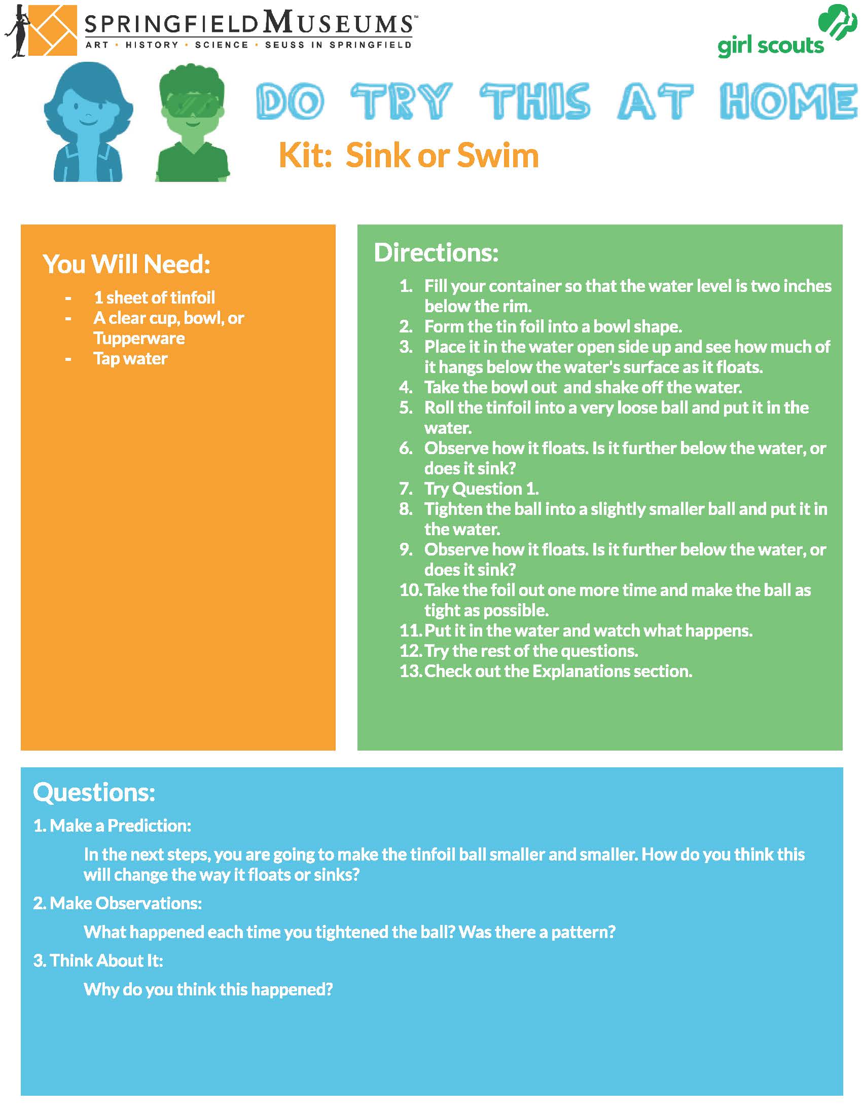 Do Try This At Home Kit: Sink or Swim