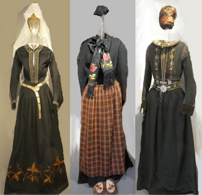 Trio of traditional European costumes