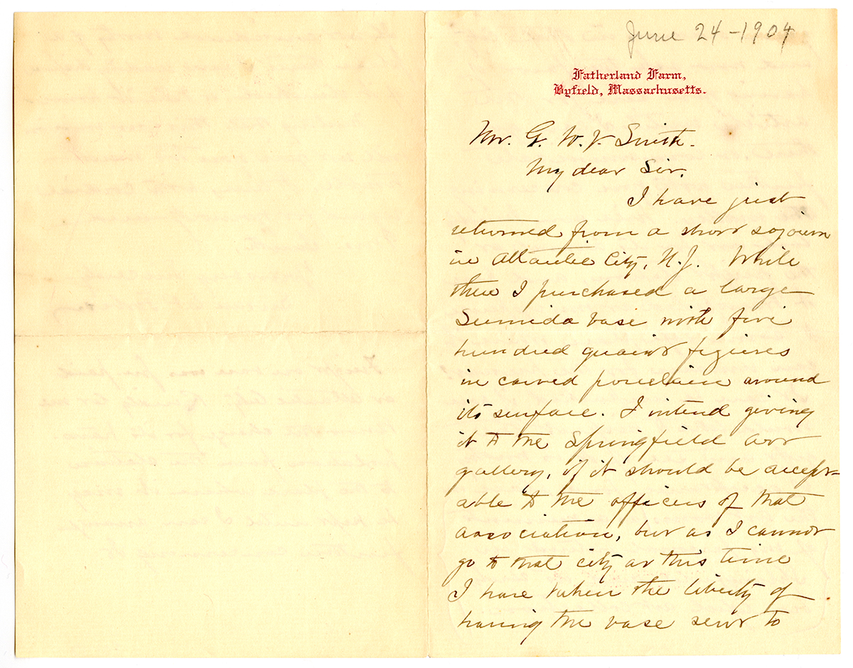 Letter to George Walter Vincent Smith from Susan E. P. Forbes, Byfield, Massachusetts, June 24, 1904