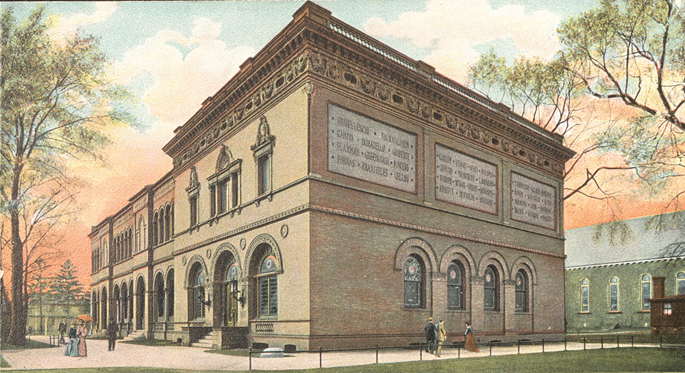 Early 1900s postcard showing the exterior of the George Walter Vincent Smith Art Museum