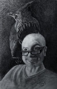 Self-portrait with T-Rex, 2020, Frederick Burns (