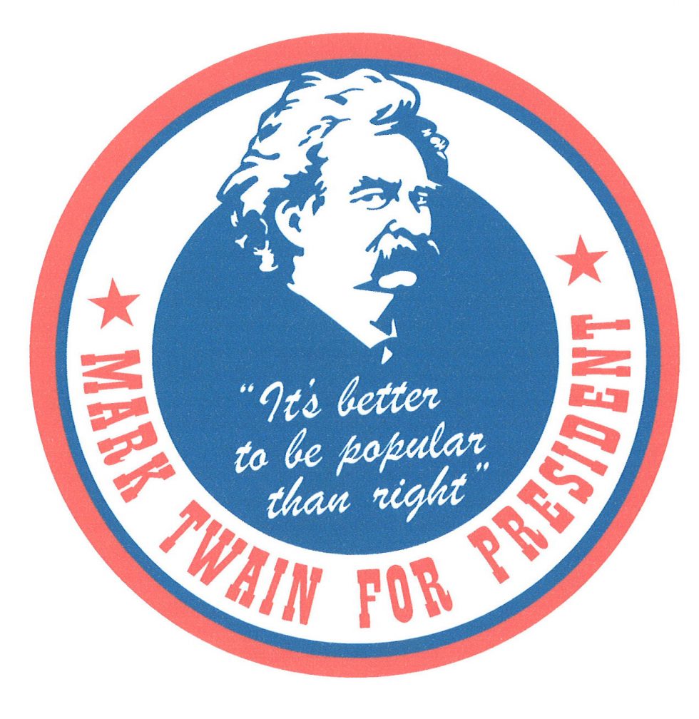 Mark Twain for President button