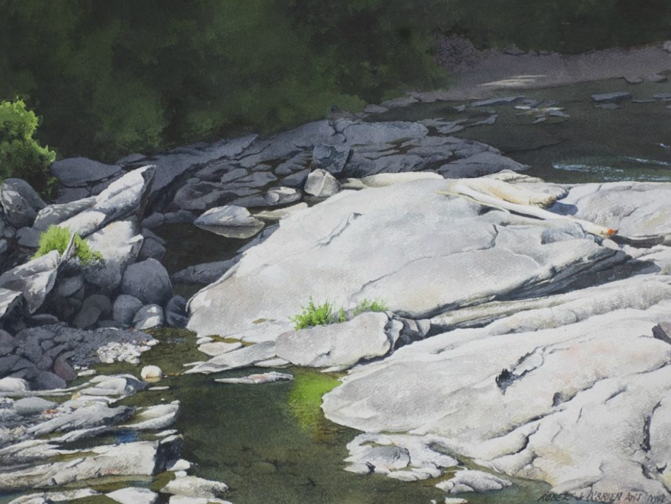 Painting of a mountain stream
