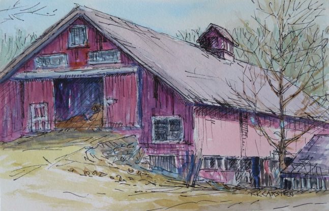 Sketch of a red barn