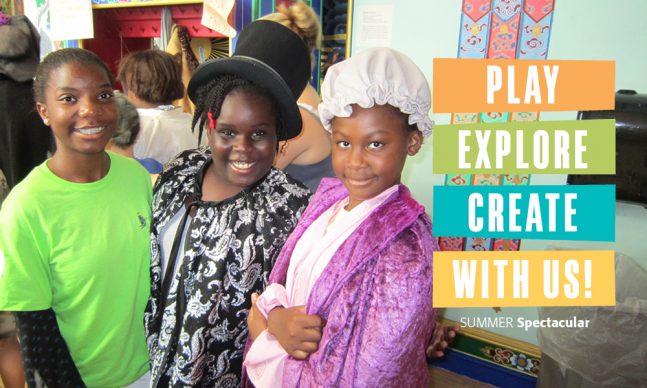 Visitors in costumes