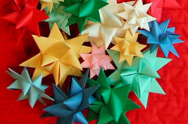 Colorful folded paper stars